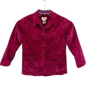 LL Bean Womens Medium Petite Corduroy Thinsulate Barn Coat Chore Jacket Pink‎